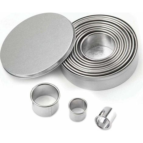 BEBUSINGOTO 12PCS Emporte Piece Rond Cercle Patisserie Emporte pièces Cuisine pour Biscuits Pâtes à Sucre Gâteaux Emporte Piece Biscuit Cookie Cutter, Emporte Piece Patisserie en Acier Inoxydable, (1/5)
