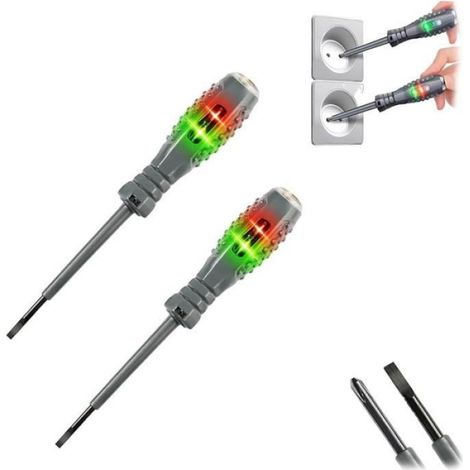 Tournevis – Stylo-testeur – 2 Led – Test Tension Ac Dc – Corps En Alliage – Pour Travaux Electriques – 1 Piece (1/4)