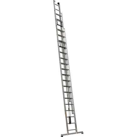 Centaure – Échelle coulissante 3 plans à corde – Hauteur 3m75 – Charge maximale 150kg – Stabilisateur en aluminium avec patins bi-matières