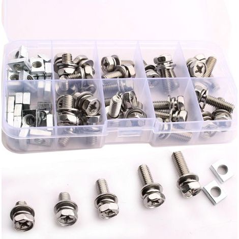60PCS (30 jeux) Vis et écrous de batterie de moto,M6x10/12/16/18/20mm d'écrous et vis de bornes de batterie de moto Boulon de Batterie Scooter pour VTT scooter vélo scooter bricolage (1/5)