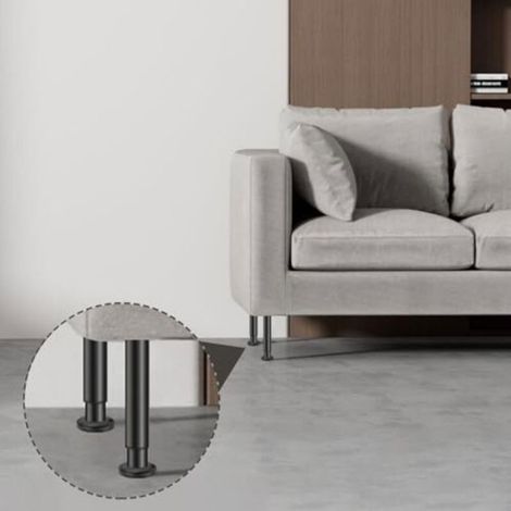 Pieds Meubles Réglables - Acier Laminé À Froid - Hauteur 18 À 30 Cm - Pour Canapé Et Lit - Noir (1/5)