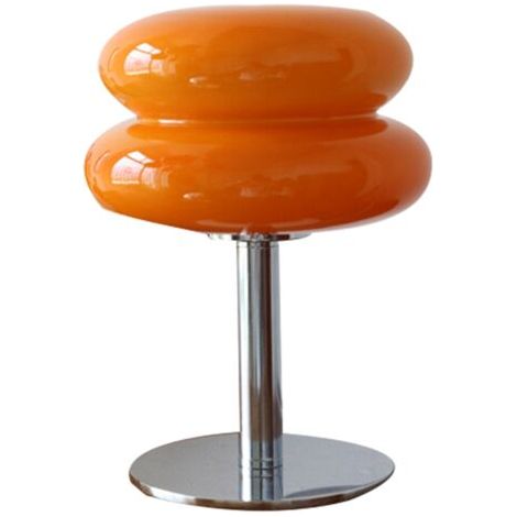 Lampe de table en verre mignonne – Économe en énergie – Lumière douce sans stroboscope – Interrupteur à bouton-poussoir USB orange
