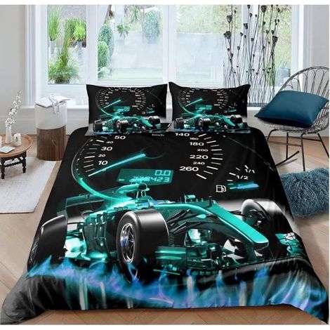 Ensemble de Literie de Voiture de Sport Formula Racing Housse de Couette 90x190cm Sports Extrêmes Parure de Lit Cool Speed - QF4 (1/4)