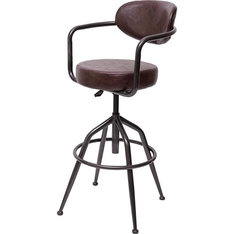 Barhocker HHG-463f, Barstuhl Tresenhocker Drehhocker, höhenverstellbar industrial Wildleder-Optik vintage braun