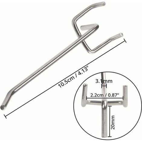 Crochets pour Panneaux Perforés en Acier (50 Pièces) - 10cm - Crochet pour Panneau Perforé Bureau en Métal pour Organiser les Outils de l’Établi et les Rayonnages de Magasins