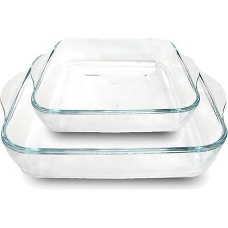 Lot de 2 plats à four moule de cuisson forme carré - Longueur 28 x Profondeur 28 cm- Longueur 22 x Profondeur 22 cm