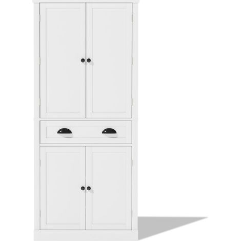 Armario alto de cocina blanco 182 cm MDF, 4 puertas, 1 cajón y estantes ajustables MODENUIT (1/5)