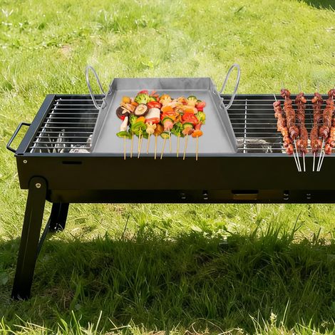 Plaque de cuisson en acier inoxydable 30 x 40 cm, plancha avec 2 spatules de barbecue, barbecue à gaz en acier inoxydable épais et inoxydable, plaque de cuisson Teppanyaki avec poignées pour (1/5)