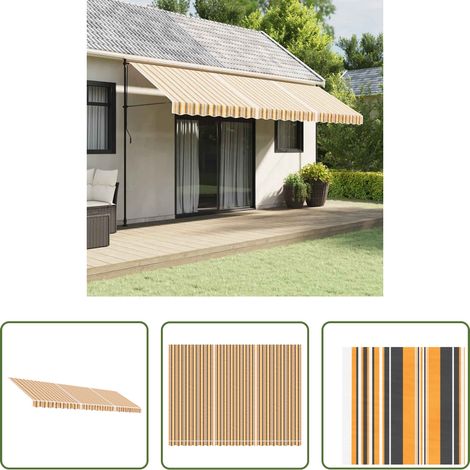 Remplacement de toiture - Tissu de remplacement pour auvent rayures multicolores 5x3,5 m (1/5)