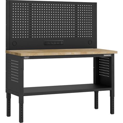 Sealey APMWB60COMBOW Superline PRO Modular Workbench with Pegboard Back Panel Wooden Worktop 1525mm