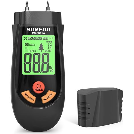 Testeur Humidité pour Mur, Bois et Papier, Humidimètre Portable avec 3 Modes, Écran LED et Alarme Tricolore, Hygrometre pour Construction, Bricolage et Rénovation (1/5)