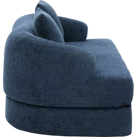 Klappbares 2-Sitzer-Schlafsofa aus Chenille in Marineblau mit 2 Kissen (1/5)