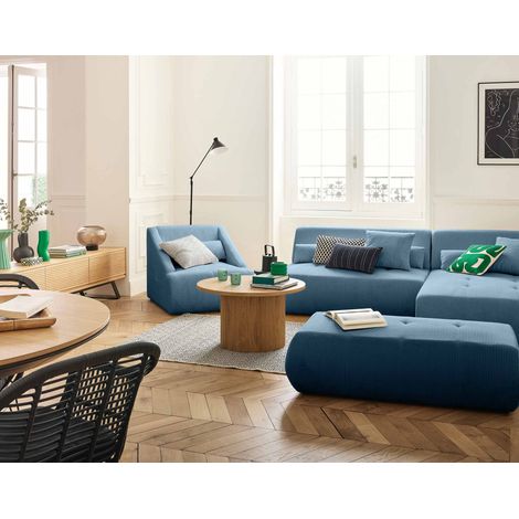 Onyx - 5-sitzer modulares ecksofa rechts - cord - blau