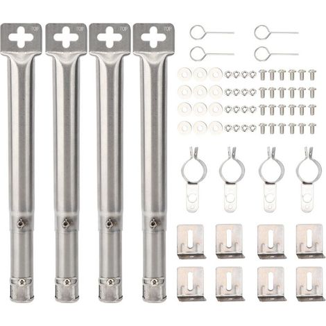 31–44 cm großes Brennerrohr-Zubehör für Campingaz, Landmann, Taino, Tepro, Napoleon, Charbroil, Enders Monroe, Mr Gardener, universell verstellbarer Edelstahl-Rohrbrenner, 4er-Set
