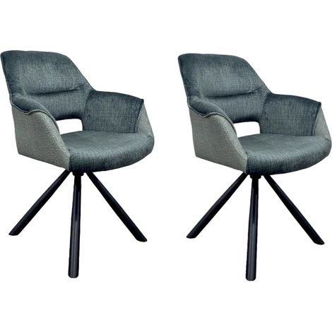 Lot de 2 chaises tournantes avec accoudoirs bleue Casita CHILKO (1/2)