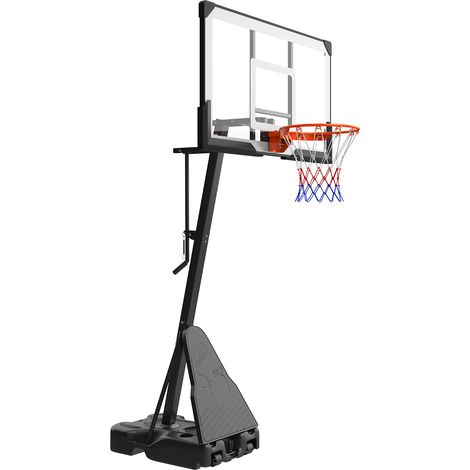Mophorn Tragbarer Basketballständer, höhenverstellbarer (manuell) Basketballkorb von 2,3 bis 3,05 m, mit 139 cm PC-Rückwand, Basketballkorsystem Backboard-Set für Terrassen und Schulen (1/5)