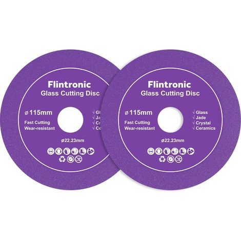 Flintronic 2pcs Disque Coupe Verre, Disque Diamant 115 Carrelage, Disque à Tronçonner Diamant, Disque Carrelage pour Bouteille, Porcelaine, Jade, Granit, Verre (115 x 22.23mm) (1/5)