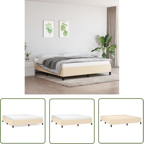 The Living Store Bettgestell ohne Matratze Creme 180x200 cm Stoff - Bettrahmen - Doppelbett - Cremefarbenes Bett - Lattenrost - Massivholzbette (1/5)