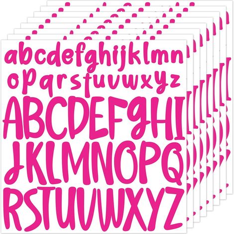 416pcs 8 Feuilles Autocollants Lettres, 2,5cm 5cm Majuscules et Minuscules Autocollant Alphabet Lettres Adhésives en Vinyle pour Scrapbooking Fenêtre Affiche (Rose Rouge) (1/5)
