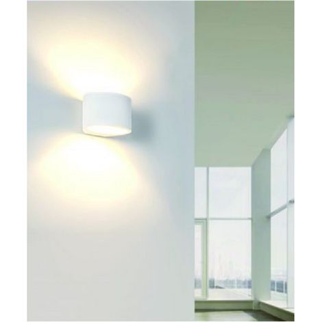 TrAdE Shop Traesio - Applique Lampada Parete Moderno In Gesso Ovale Attacco 1xg9 Verniciabile Gs-e65 - (1/2)
