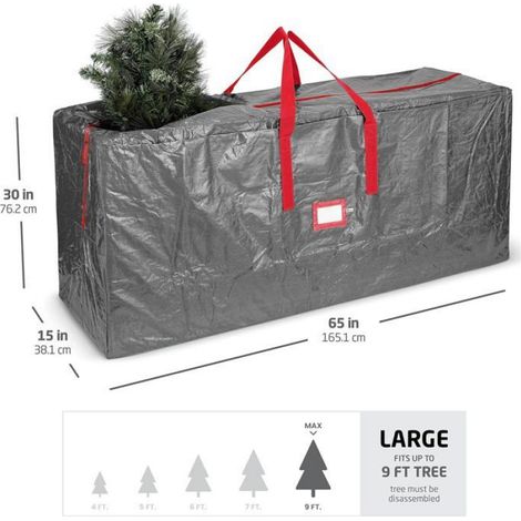 Sac de rangement pour sapin de Noël, convient aux arbres artificiels de 9 pieds, avec poignées et fente pour carte d'étiquette, (1/4)