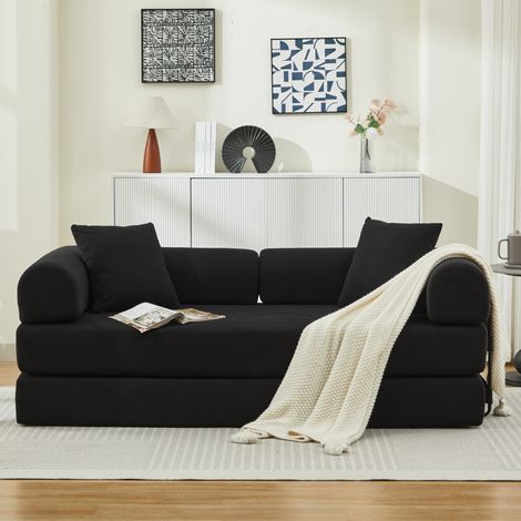 Sofá cama, sofá cama convertible con 2 cojines, sofá plegable, colchón de espuma y muelles, sofá futón para sala de estar, oficina, apartamento. (1/5)