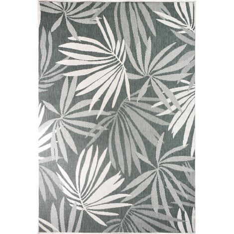 Tapis extérieur, kilim reversible LYN2 AM REVERSIBLE 120x170 vert et crème