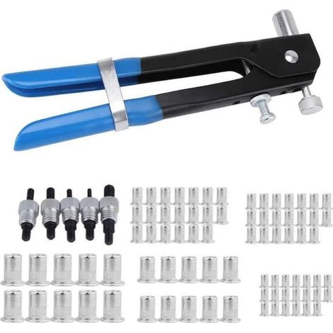 Pince à riveter aveugle kit de rivet à main haute performance pistolet à rivet + 85 pièces écrou à rivet dont M3 M4 M5 M6 M8 aluminium (1/5)