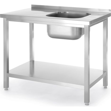 Table d'évier avec étagère, vissée - 600x1000xH890 mm - Ref 817018 - Hendi