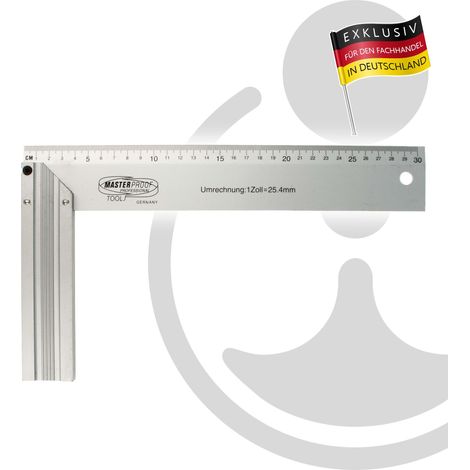 MASTERPROOF PROFESSIONAL Anschlagwinkel Schreinerwinkel90° - 300 mm, Aluminium (1/2)