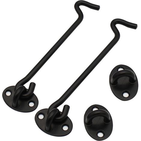 Gancho para tormentas, 2 piezas, gancho de cabina de acero inoxidable macizo engrosado, pestillo de cerradura de ojo resistente, herramientas de repuesto para soporte de puerta giratoria para jardín,  (1/5)