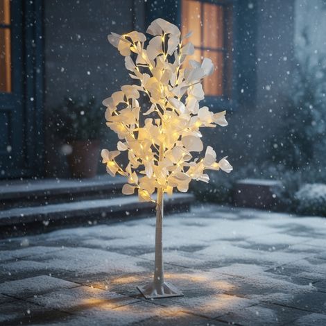 Albero di Natale decorativo con luci LED, betulla, 150 cm, luce bianca calda. (1/5)