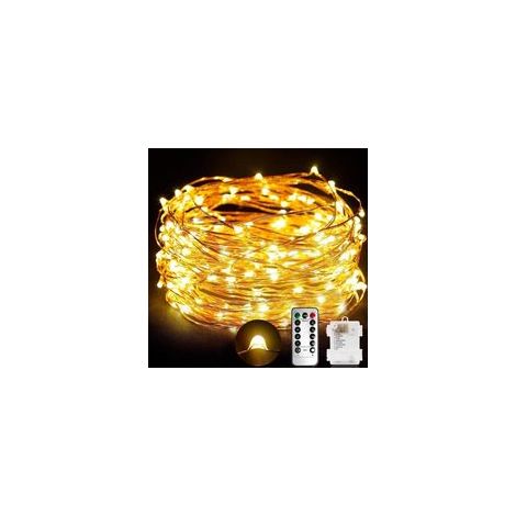 10 m lange LED-Lichterkette, warmweiß, Fernbedienung, wasserdicht (IP65), 100 Mikro-LEDs, für den Innen- und Außenbereich (1/5)
