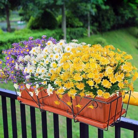 Fleurs de marguerite artificielle, 4 pièces Fleurs artificielles Arbustes en plastique vert Faux fleurs Intérieur extérieur Fleurs (1/5)
