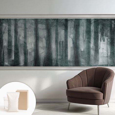 Papier peint intissé classique moderne pour salon et chambre à coucher Décoration rapide avec colle Forêt mystérieuse 250x104 cm (1/5)