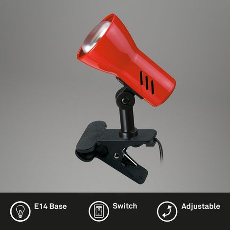 Klemmleuchte Klemmlampe Kinderzimmerlampe schwenkbar 1xE14 40W Rot Briloner