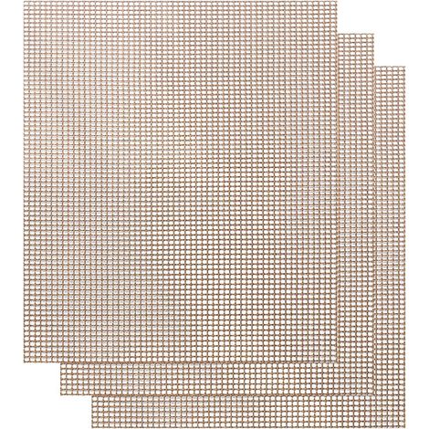 Tapete para parrilla, tapete antiadherente reutilizable para parrilla, 40 x 33 cm, juego de 3, marrón (1/4)