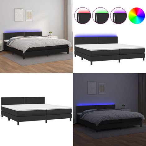 Sommier à lattes de lit avec matelas et LED Noir 200x200 cm - Lit Tapissier - Lit Avec Led - Lit Design - Sommier Avec Rangement - Tête De Lit Ajustable - Home & Living (1/5)