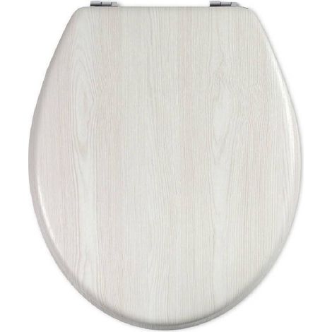 Trade Shop - UNIVERSAL-TOILETTENSITZ AUS WIDERSTANDSFÄHIGEM MDF-HOLZ MIT WC-SCHARNIERN IN BEIGEM HOLZDRUCK - -3,5 - (1/2)