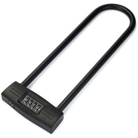Verrouillage U à 4 chiffres Verrou de la moto / Verrouillage de la bicyclette - Verrouillage combiné verrouillable / D réarmable pour vélos / porte verrouillable . (Noir)une pièce， (1/5)