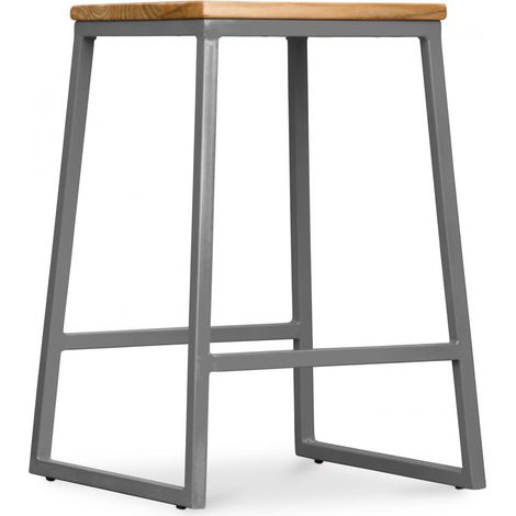 Industrial Design Bar Stool - Wood & Metal - 60cm - Big Boy Dark grey (1/5)