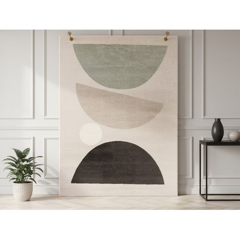 BOBOCHIC - Tapis poils ras MARTINE motif abstrait 160x230 Gris foncé (1/5)