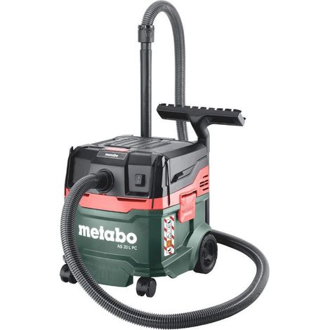 Metabo – Aspirateur professionnel 1200W – Dépression 225 hPa – Cuve 20L – Pour chantiers humides et espaces confinés – Nettoyage filtre PressClean