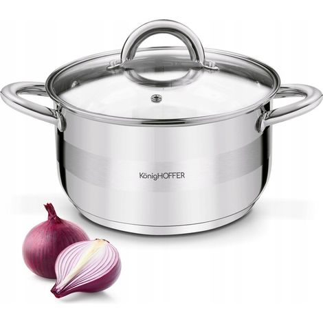 Olla de acero inoxidable para gas e inducción con tapa sólida Konighoffer Faro 3,4 l 20cm