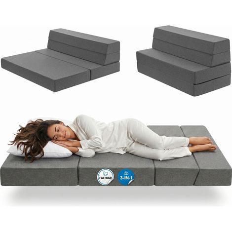 Arensberger Klappmatratze 90x200 cm, 15 cm hoch – Gästebett klappbar, Faltmatratze & Campingmatratze, Klappsofa, OEKO-TEX 100, Bezug abnehmbar (1/5)