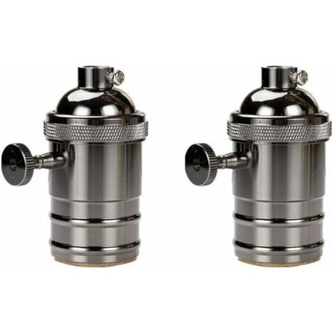 2 Pcs Vintage Douille lampe, Edison Douille Vintage E27 Adaptateur De Lampe avec Interrupteur Rétro Vintage Lustre Sans Fil Noir (1/5)