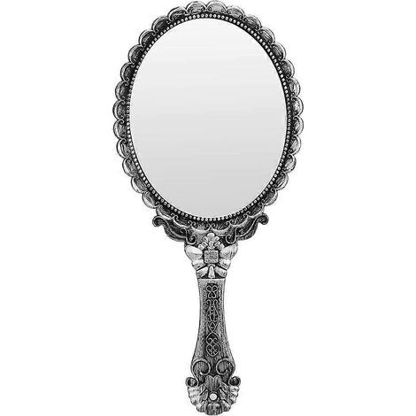 Miroir de poche style vintage pour femme, motif sculpté-25.00X11.50X2.00CM-Silver (1/4)