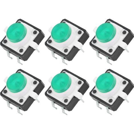 Interrupteur tactile LED vert 12x12x7.3mm - Lot de 20 boutons poussoirs momentanés lumineux pour bricolage électronique (1/5)