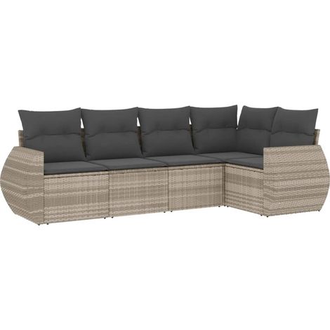 Maison Exclusive - Set de sofás jardín y cojines 5 pzas ratán sin (1/3)