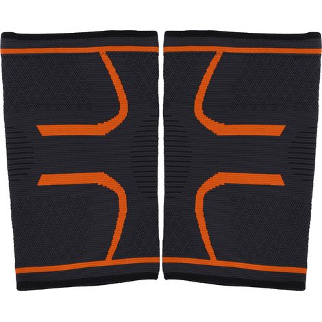Genouillère de sport élastique orange taille M, idéale pour le fitness, la course à pied et le cyclisme. (1/5)